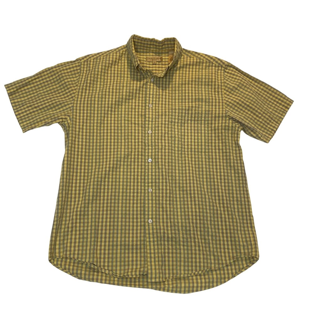 Tricots St. Raphael Collection Men's Large Plaid Short Sleeve Button Front Shirt